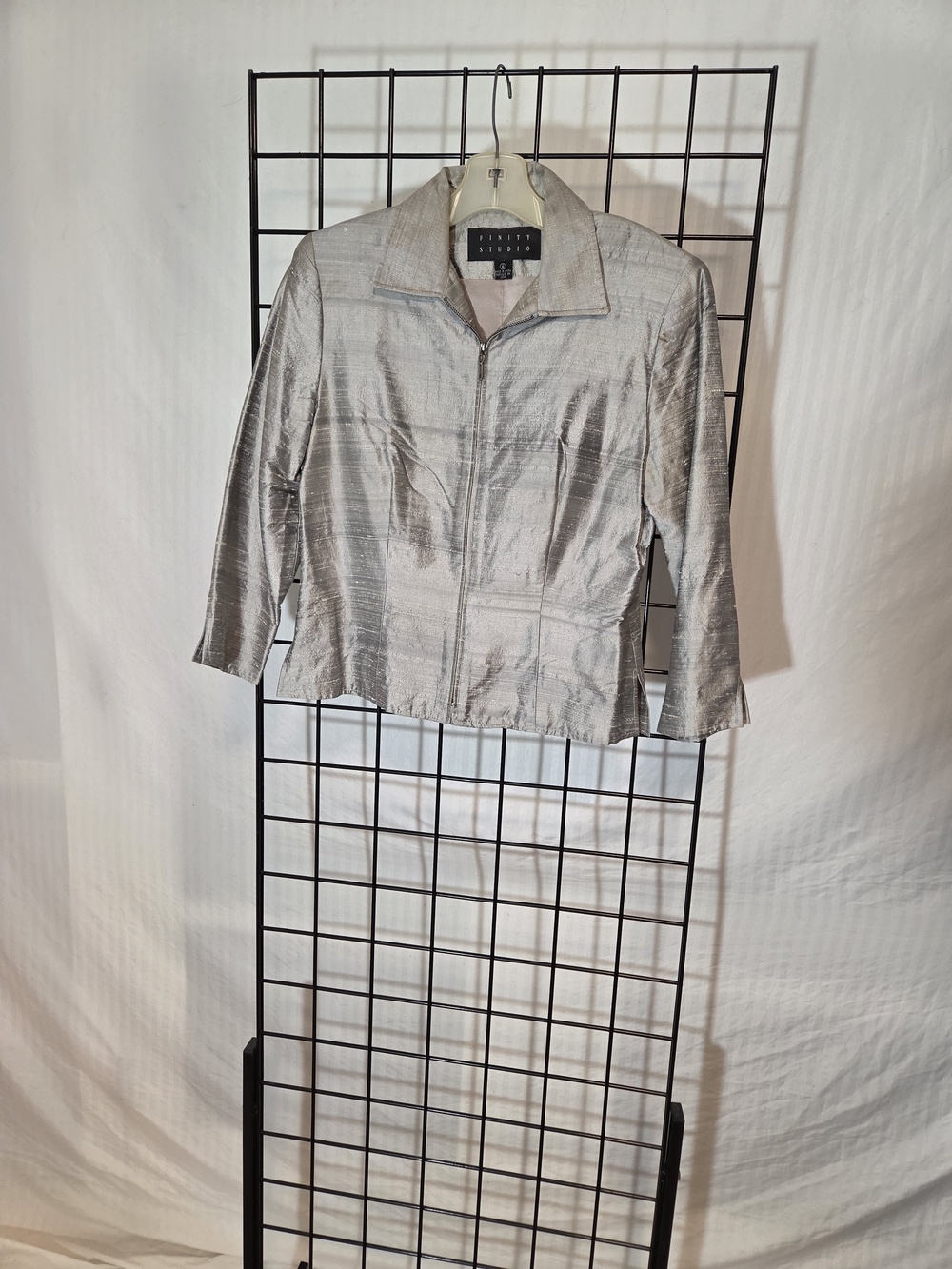 Finity Silver Zip-Front Blazer Jacket